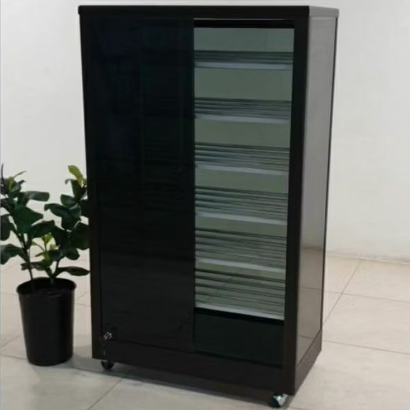 TC ALUMINIUM LS64 80X40X130 B W LEMARI RAK SEPATU 7 SUSUN ALUMINIUM TEBAL COKLAT DARK BRONZE KACA 5 