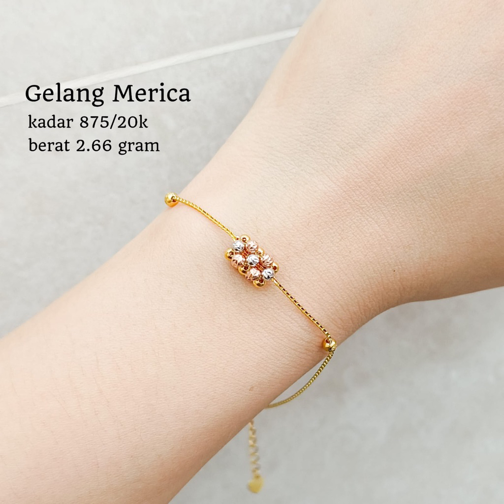 Gelang emas asli kadar 875 model serut 3 warna