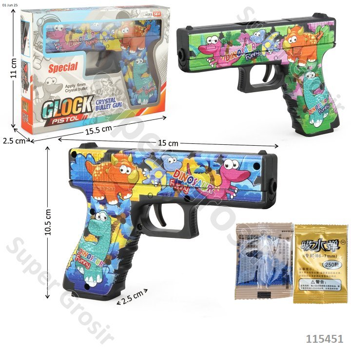 Mainan Anak Mainan Tembakan_Mainan Pistol, Glock Soft Bullet Gun Refill gel warna warni mainan