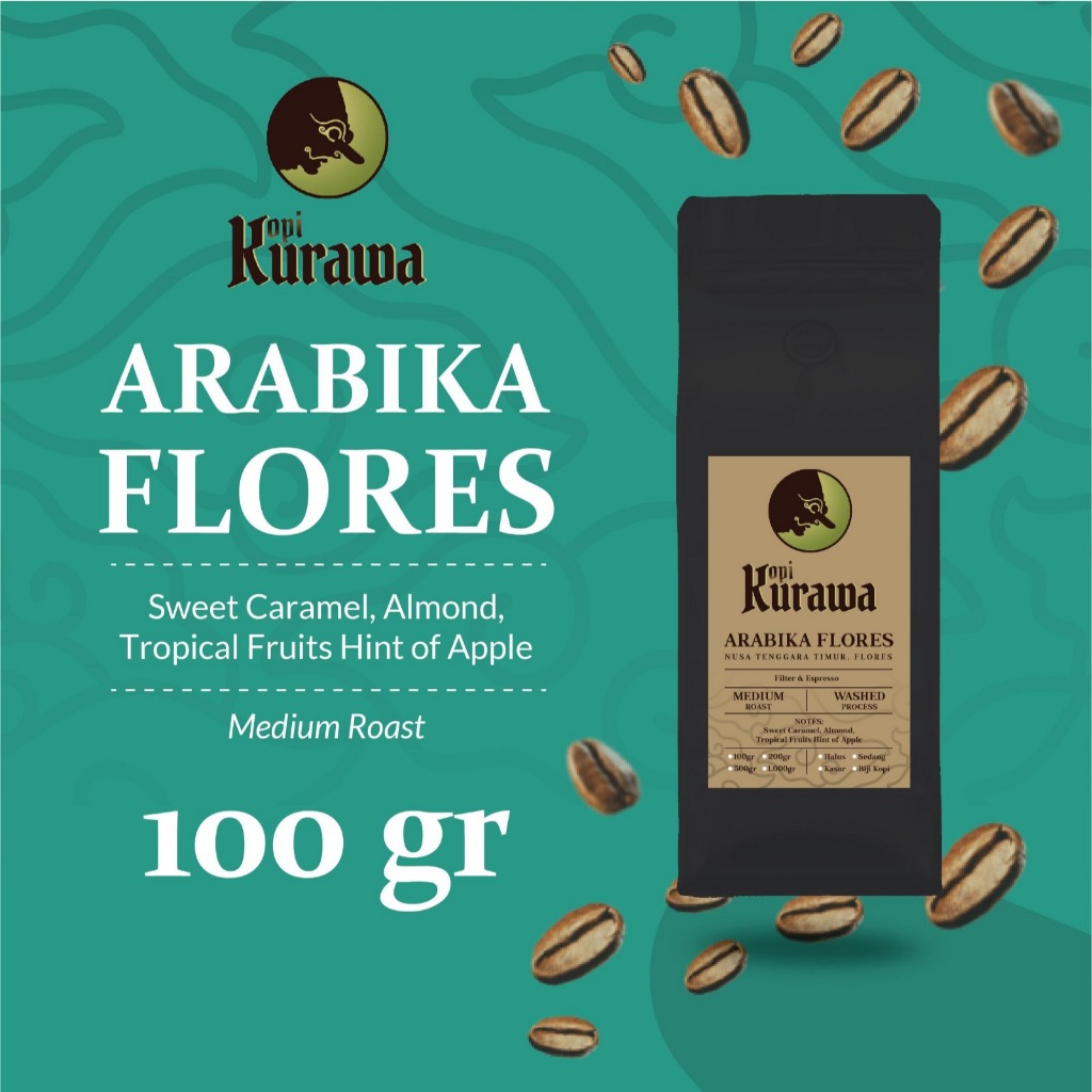 

Kopi Arabika Flores Bajawa Arabica Coffee Roast Beans Biji Bubuk 100gr