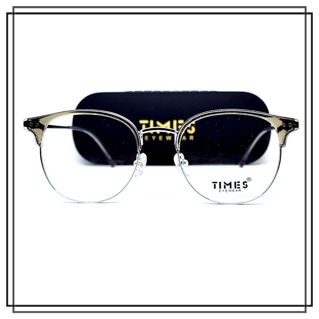 FRAME KACAMATA BULAT TIMES 2342 Model Clubmaster Keren Elegan ORIGINAL BRANDED Gagang LENTUR Kualita