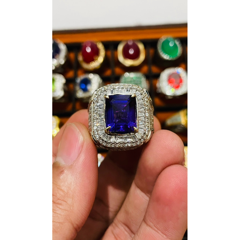 NEW PRODUCT RING FULL ZIRCON BATU AMETHYST CUTTING KOTAK ASLI NATURAL SIAP PAKAI