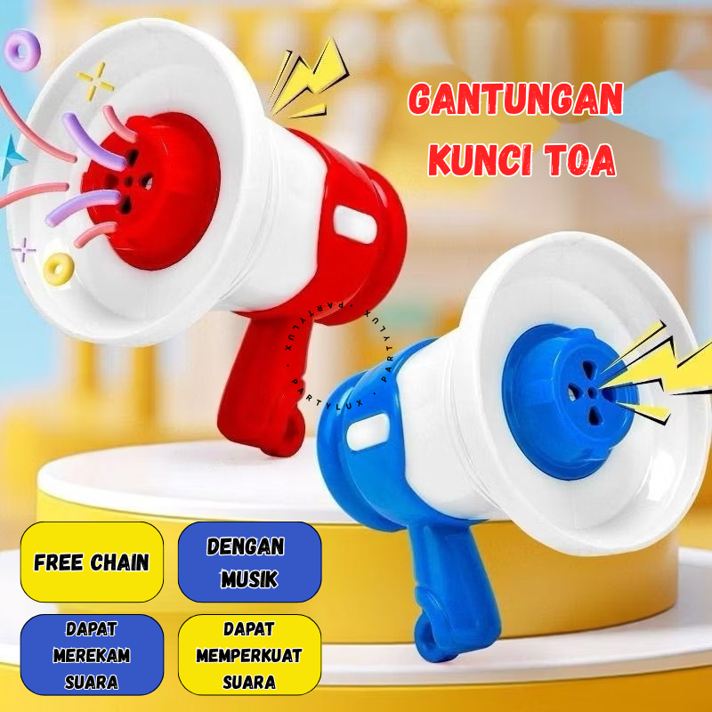 PARTYLUX - Gantungan Kunci Toa Mini Speaker dengan Musik Perekam Suara / Aksesoris Gantungan Tas Luc