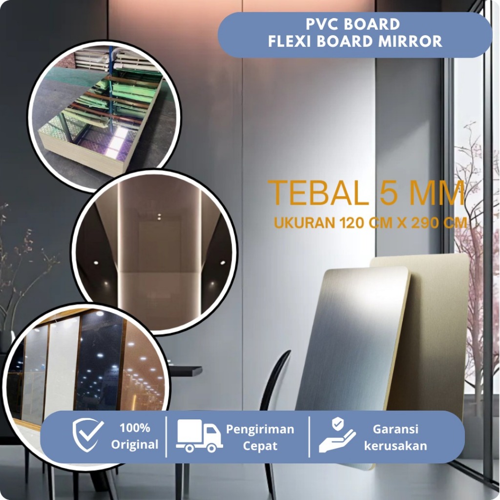 PVC BOARD MIRROR & DOVE / UK 1,2m x 2.9m Tebal 5mm