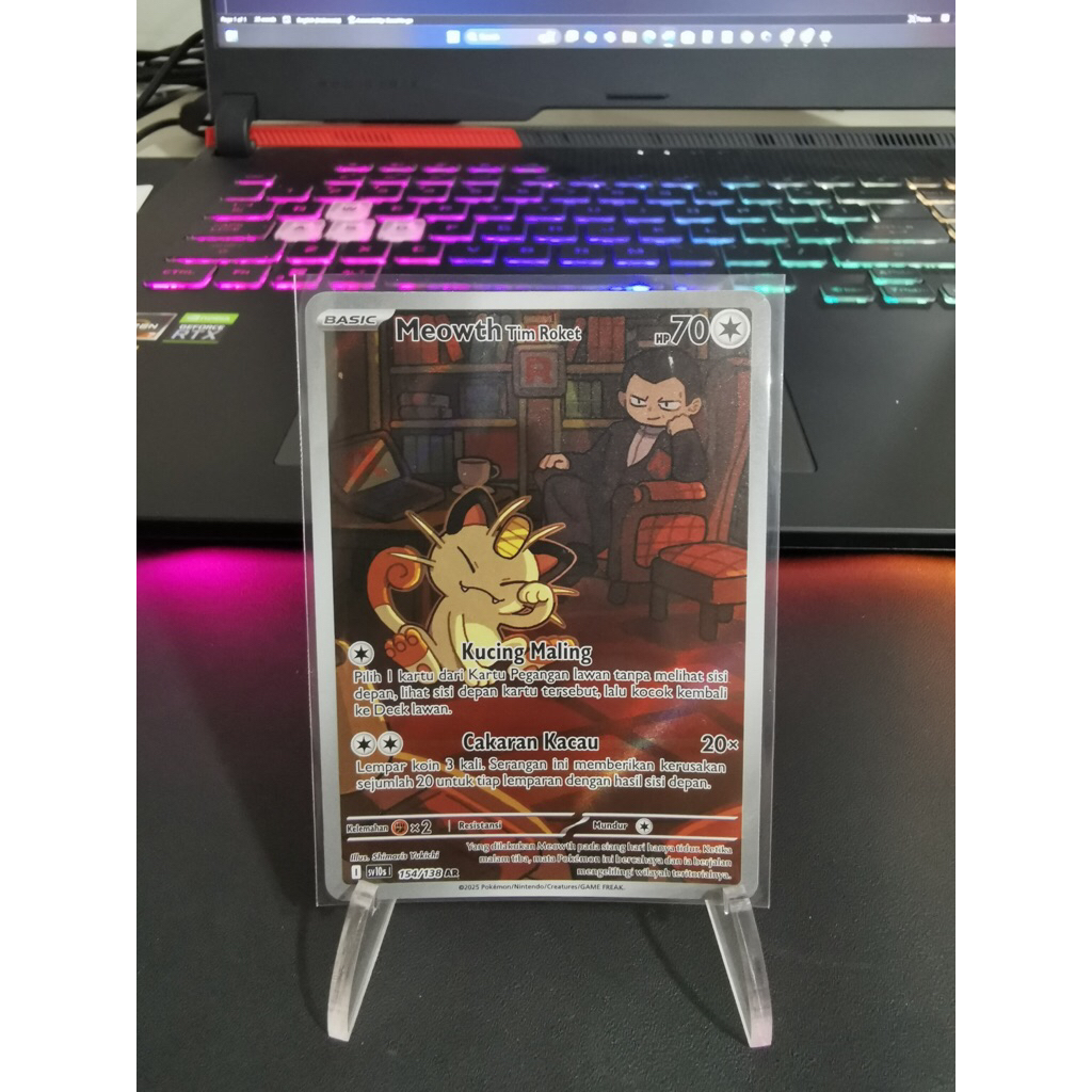Pokemon TCG Indonesia SV10s Meowth Tim Roket 164/138 AR
