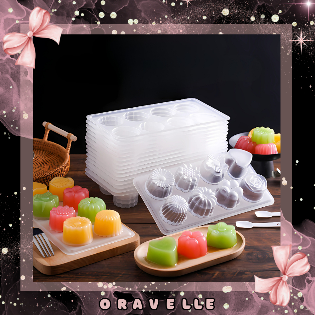 ORAVELLE |Cetakan Puding Jelly Tart PP Food Grade Motif Lucu Tahan Panas / Cetakan Jelly Flora / Cet