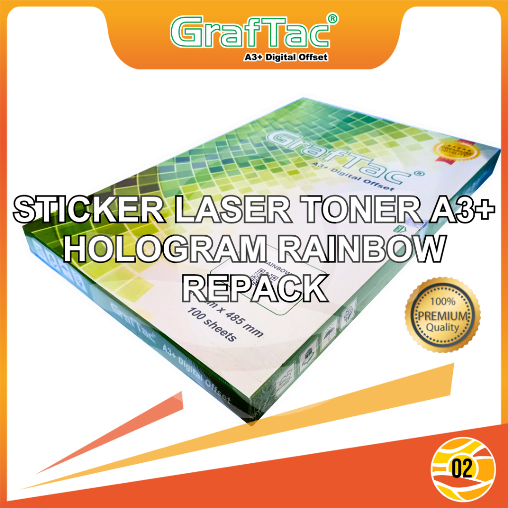 

Graftac Sticker Vinyl Hologram Rainbow A3+ Stiker Digital Print Laser Toner - Repack
