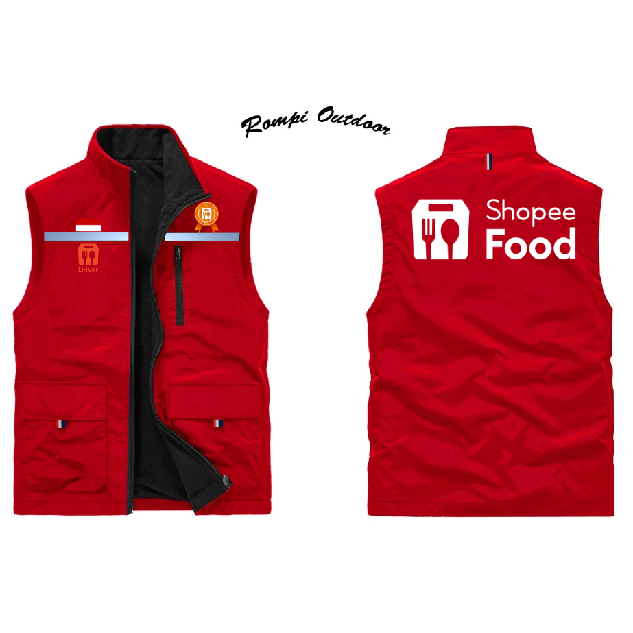 Vest Rompi Shopee Food | Rompi Pria | Rompi Ojol Shopee Food | Jaket Rompi Kasual | Rompi Safety Ojo