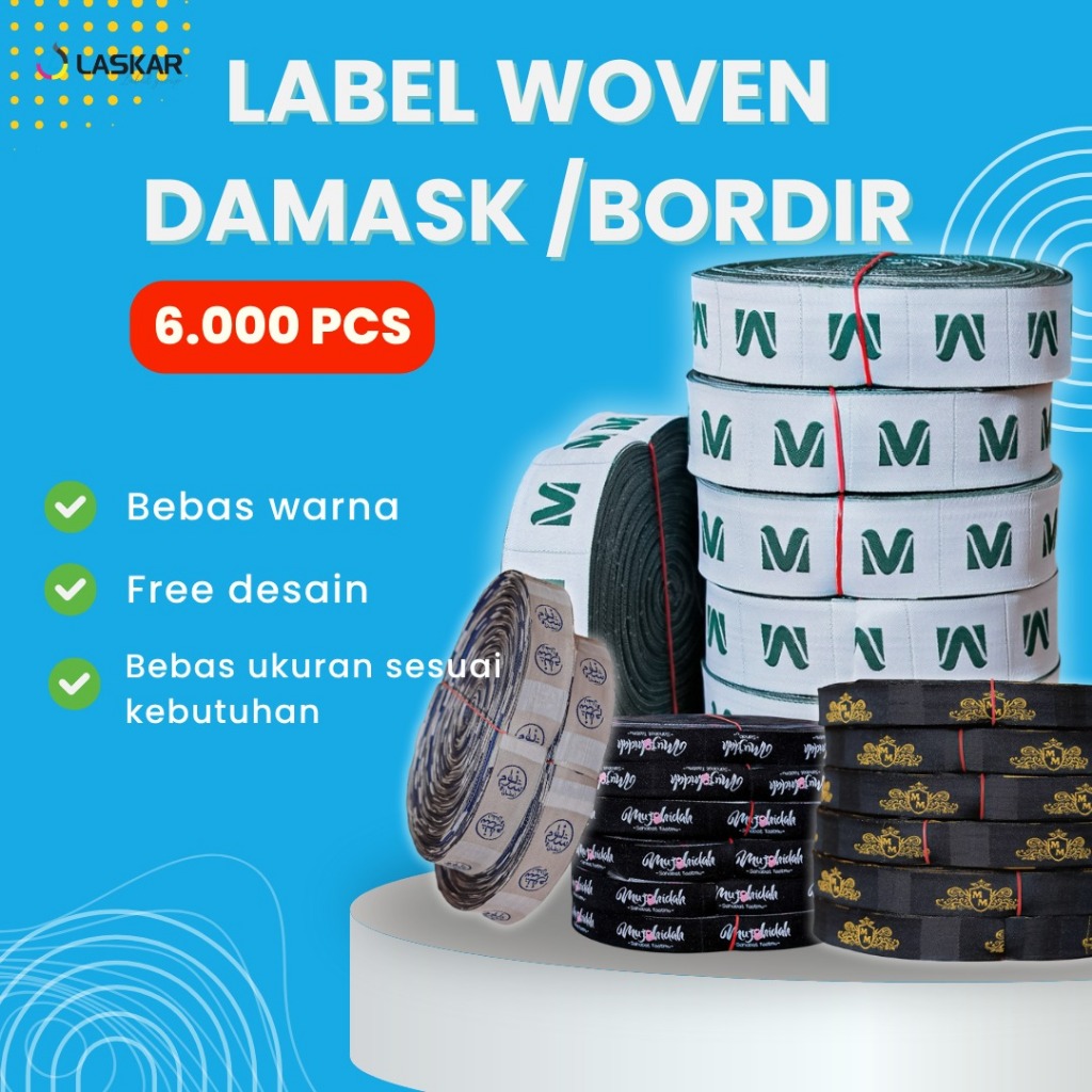 

woven label baju custom nama sendiri untuk baju di pondok border lebel merek border merk tag