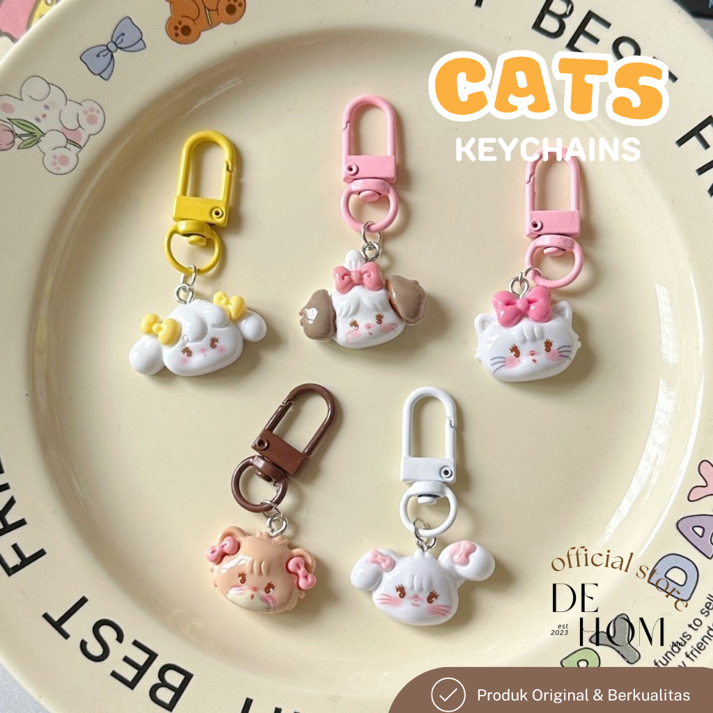 Gantungan Kunci Ganci Kucing Cats Kitty Cute lucu/Keychain Aesthetic/Keychain Lucu/Gantungan Kunci K