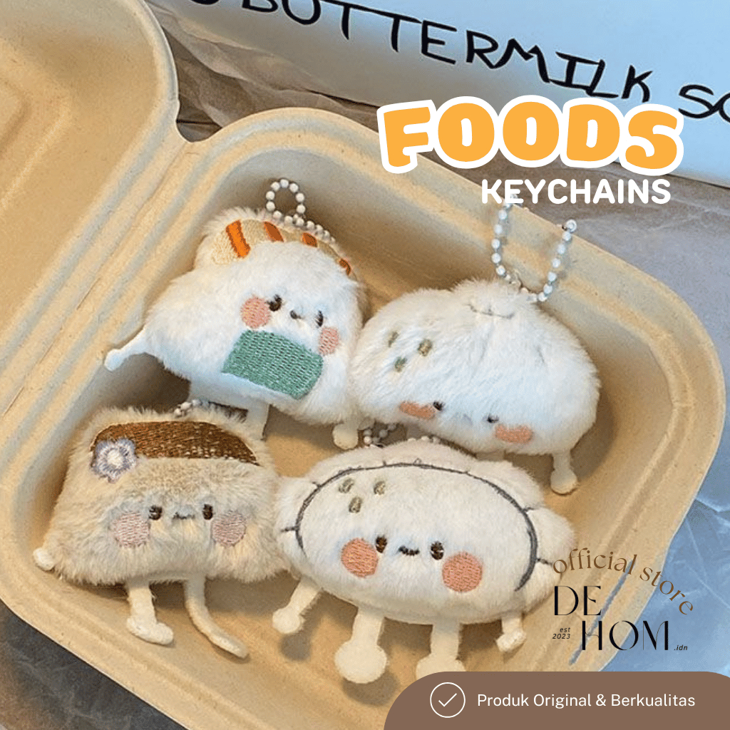 Gantungan Kunci Ganci Makanan Foods Fluffy Lembut/Keychain Aesthetic/Keychain Lucu/Gantungan Kunci S