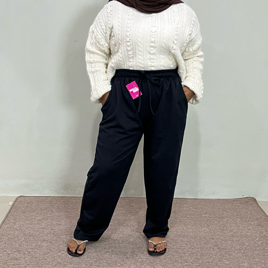 Jennie Pants Knit Celana Luna Knit Aromaline Jumbo Premium - Baggy Pants Luna Knit Jumbo