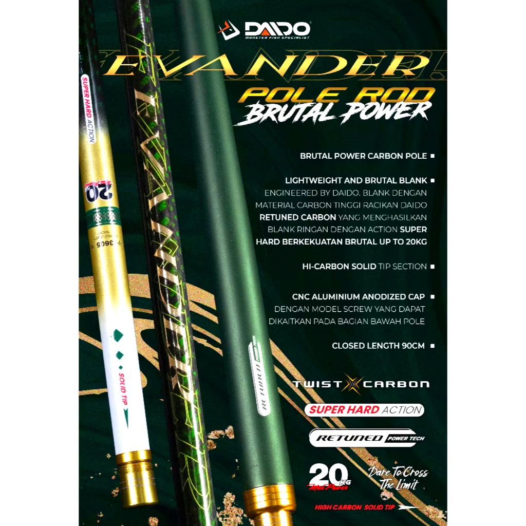 JORAN TEGEK DAIDO EVANDER RUAS 90 CM BAHAN CARBON SUPER KAKU BERKUALITAS 360 450 cm