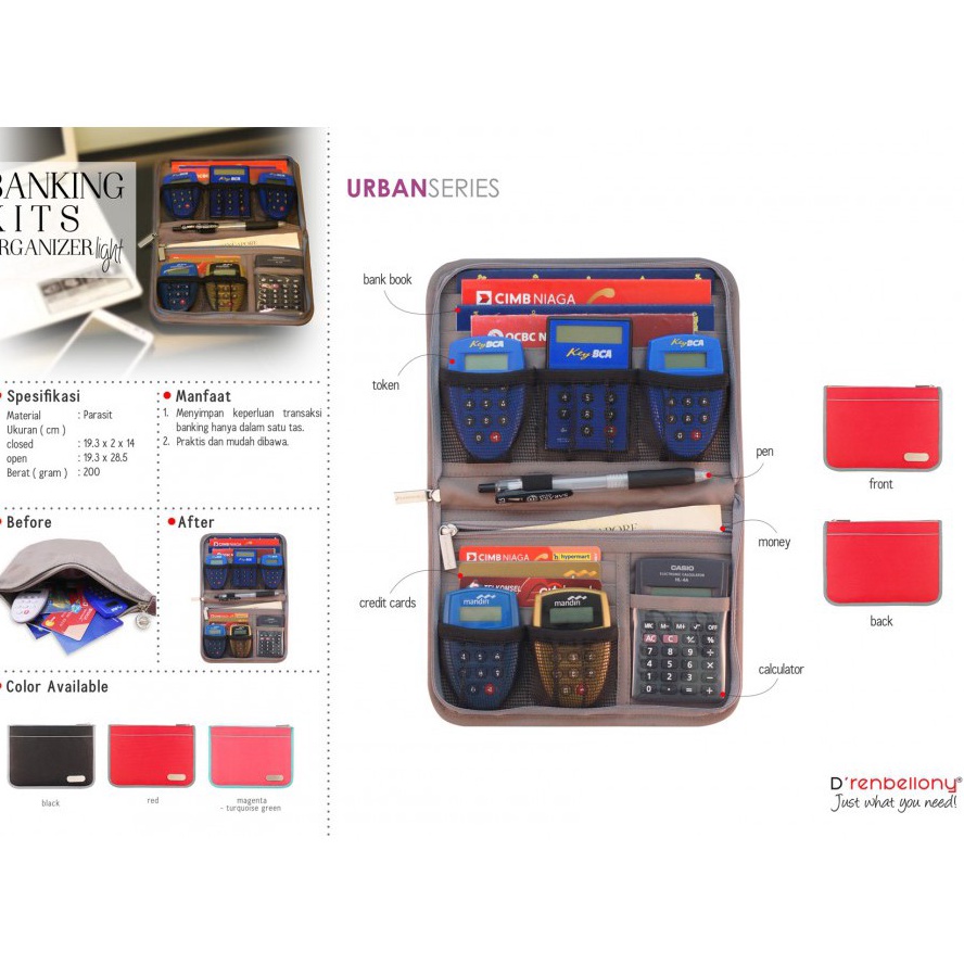 KODE D22C Banking Kits Organizer Light drenbellony  Bank Wallet Dompet Bank Token Buku Tabungan