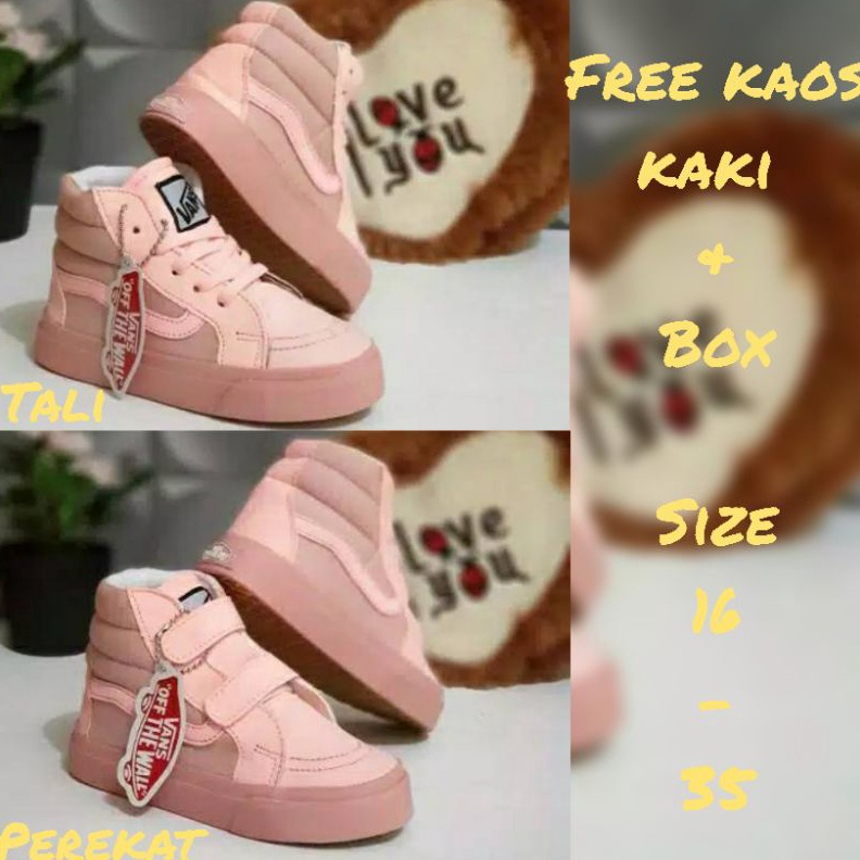KODE B43V SEPATU ANAK PEREMPUAN BOOT FULL PEACH SEPATU VANS ANAK KUALITAS IMPORT