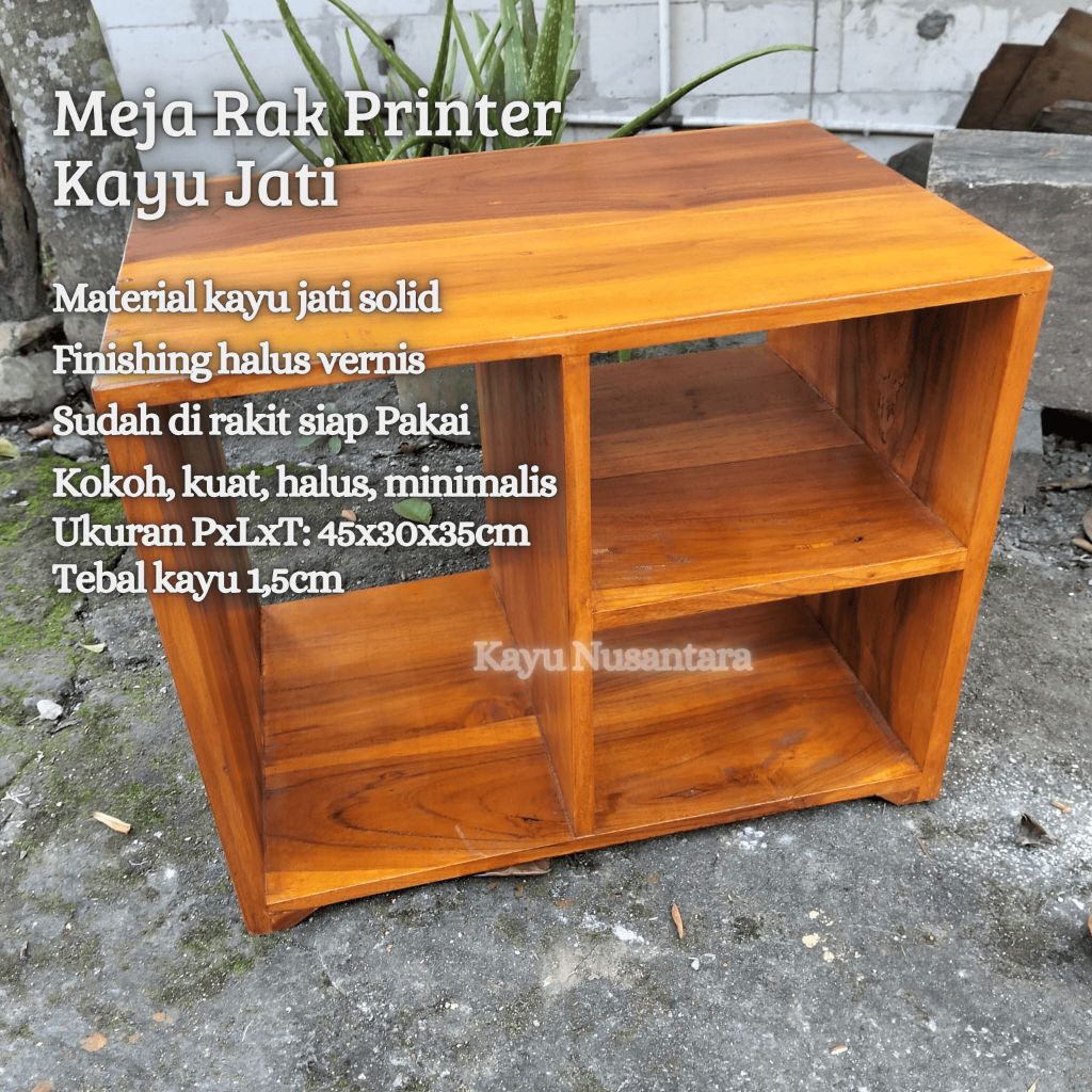 Meja Rak Printer Kayu Jati Meja Belajar Minimalis Dudukan Stand Laptop
