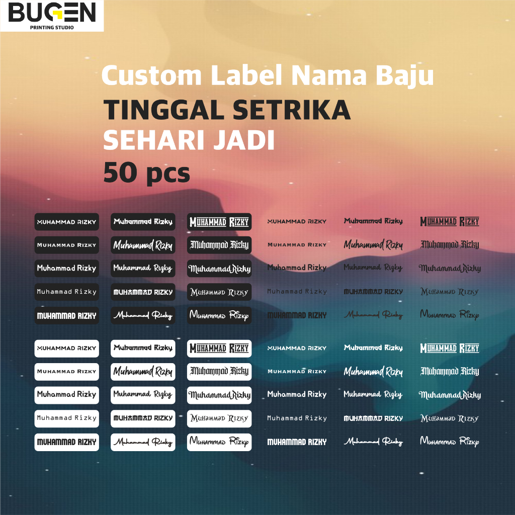 

50pcs Stiker Custom Label Nama SEHARI JADI Untuk Kaos Kain Hijab Celana Sempak Kolor Kemeja Termurah