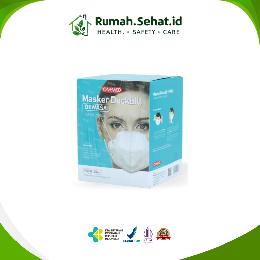 Masker Duckbill Dewasa 4 ply Onemed  - Box isi 25 pcs