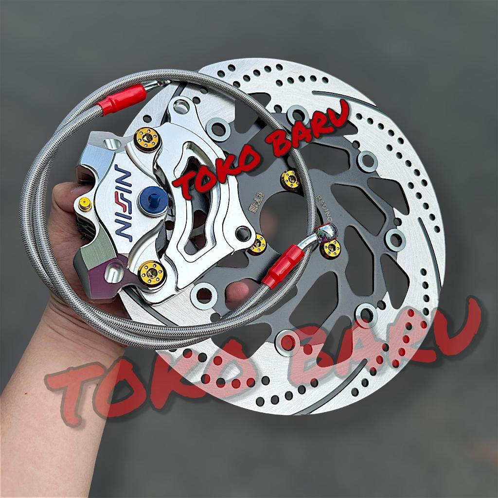 Paket Piringan + Kaliper+Breket Mio 260mm yamaha Mio J/M3/Soul Gt dll khusus disc lubang baut 3