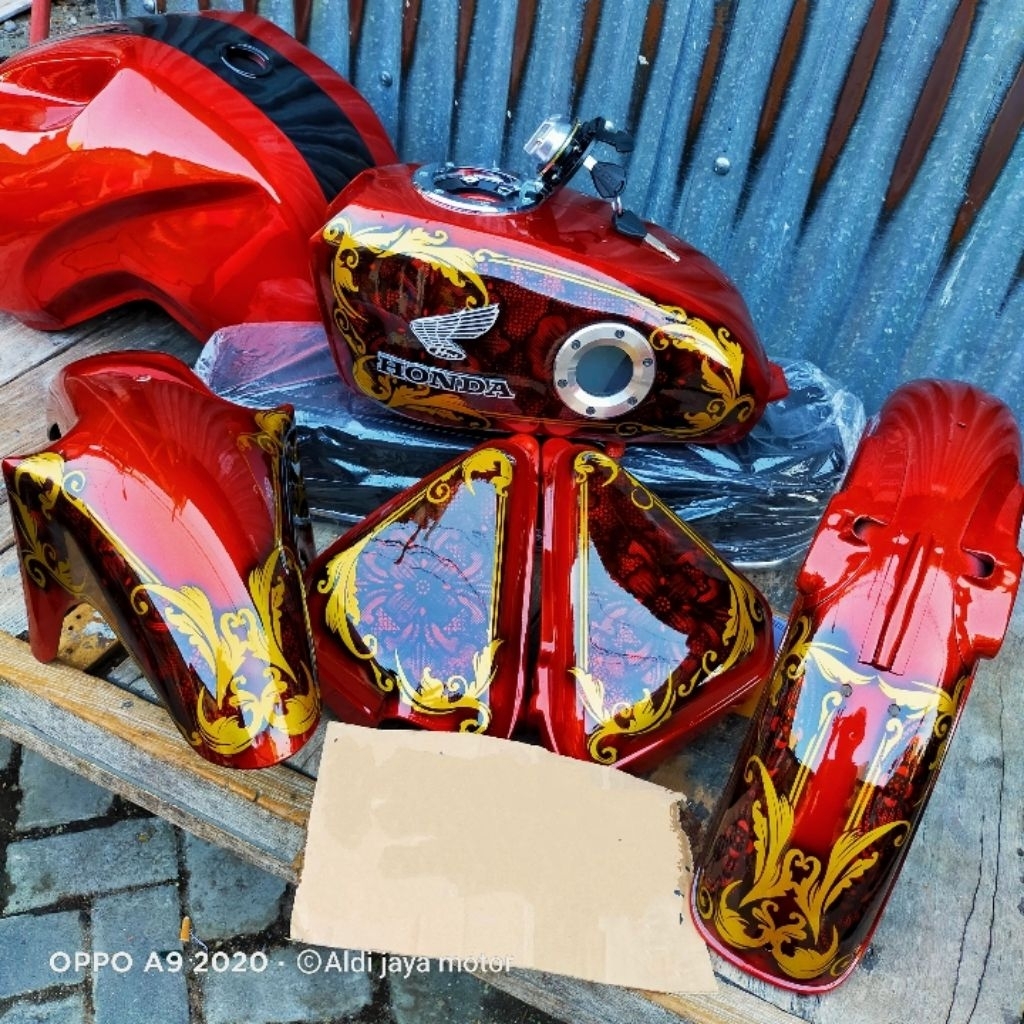 Tangki cb body set cb Aquarium tutup ninja motif full batik Airbrush terbaru anti karat sudah di res