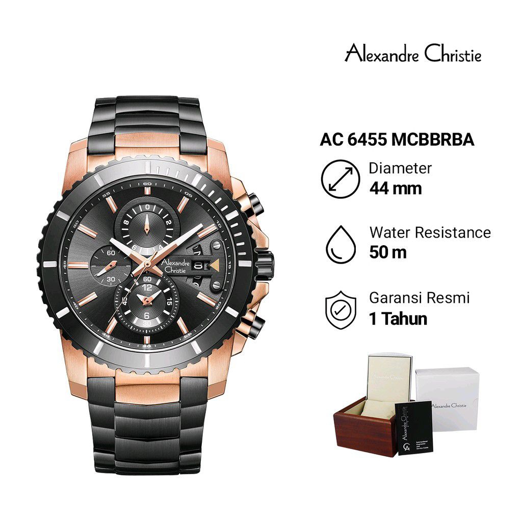 Alexander Christie AC 6455 MCBBRBA Jam Tangan Pria Analog Crono Aktif Stainless Steel Original