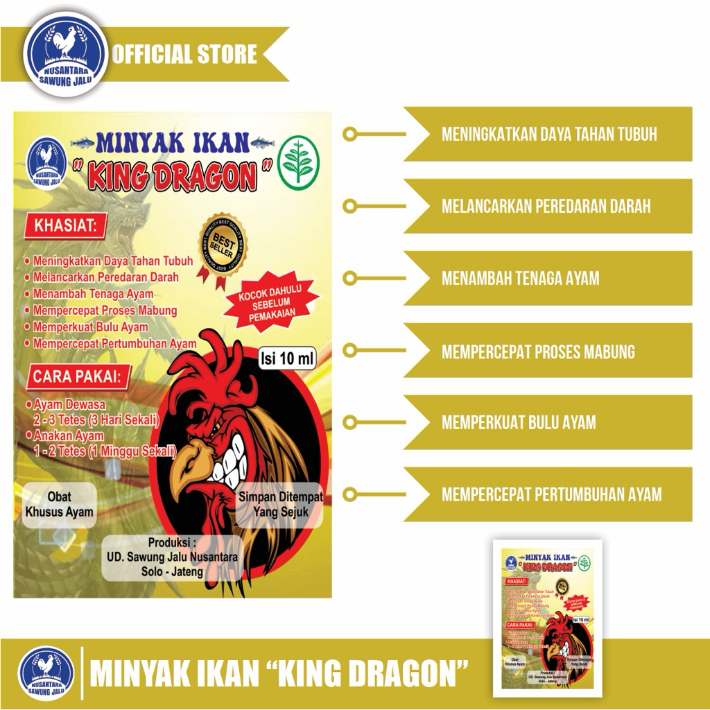 minyak ikan KING DRAGON untuk ayam dan burung
