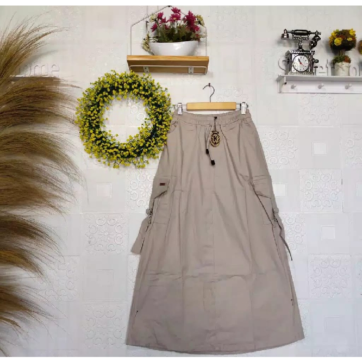 TERBARU rok cargo panjang wanita rok span chinos jumbo 80kg terbaru/rok chinos panjang cargo korea