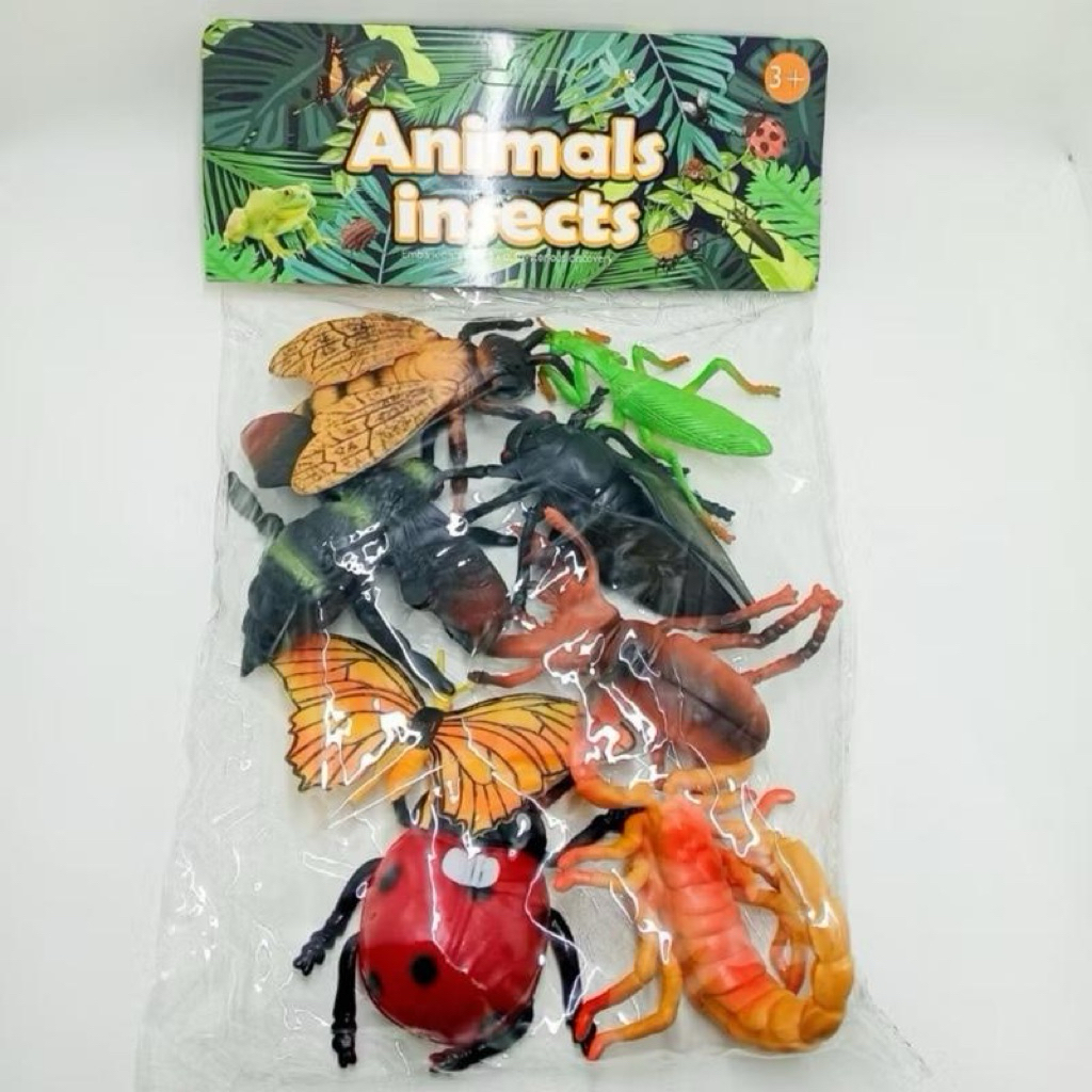 Mainan Miniatur Serangga Hewan Insect Bahan Karet Isi 6