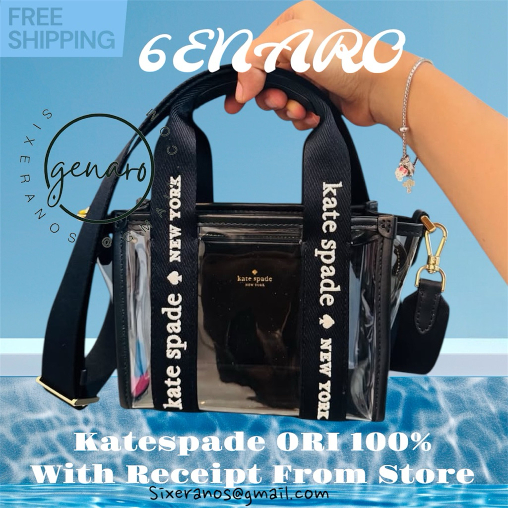 PVC Bag ORI 100% KATESPATE KIP CLEAR MINI TOTE BLACK PINK SIX SIC 6ERANOS 6ENARO 6ERANO GENARO NATAL