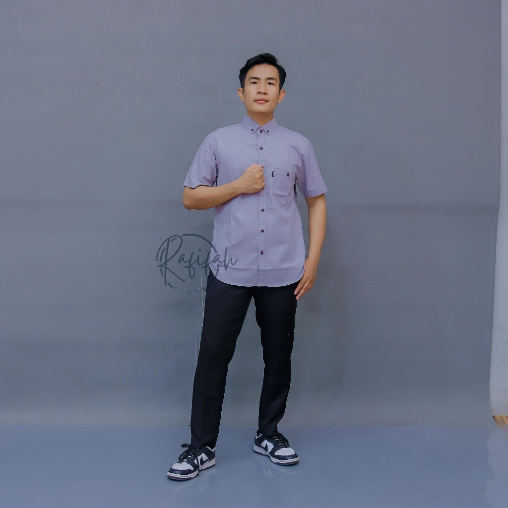 Kemeja Polos Pria Lengan Pendek - Kemeja Pria Lengan Pendek Premium Silver