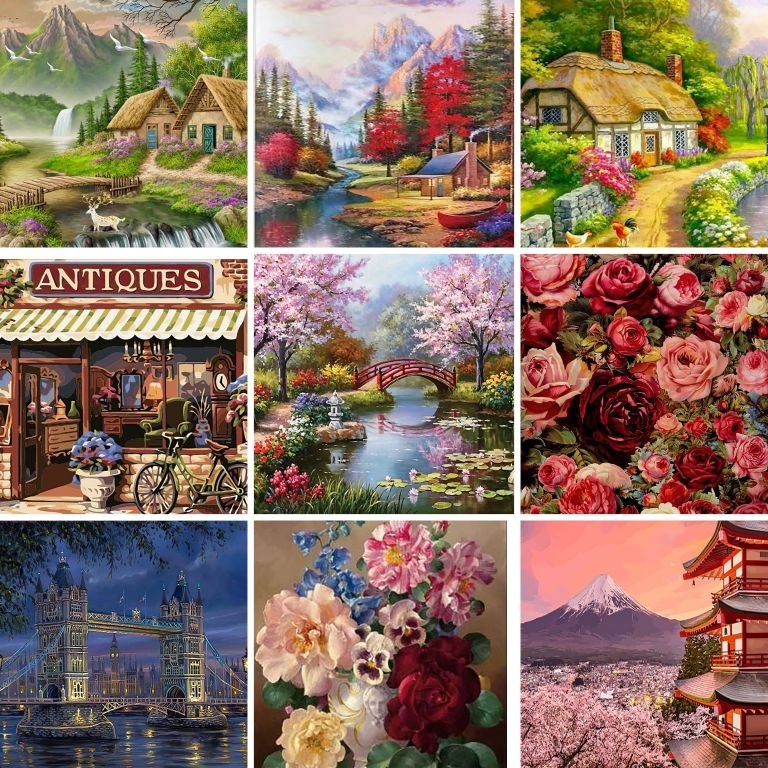 

KODE V14R 4x5cm DIY Paint By Numbers Oil Painting Kit Canvas Paint by Number