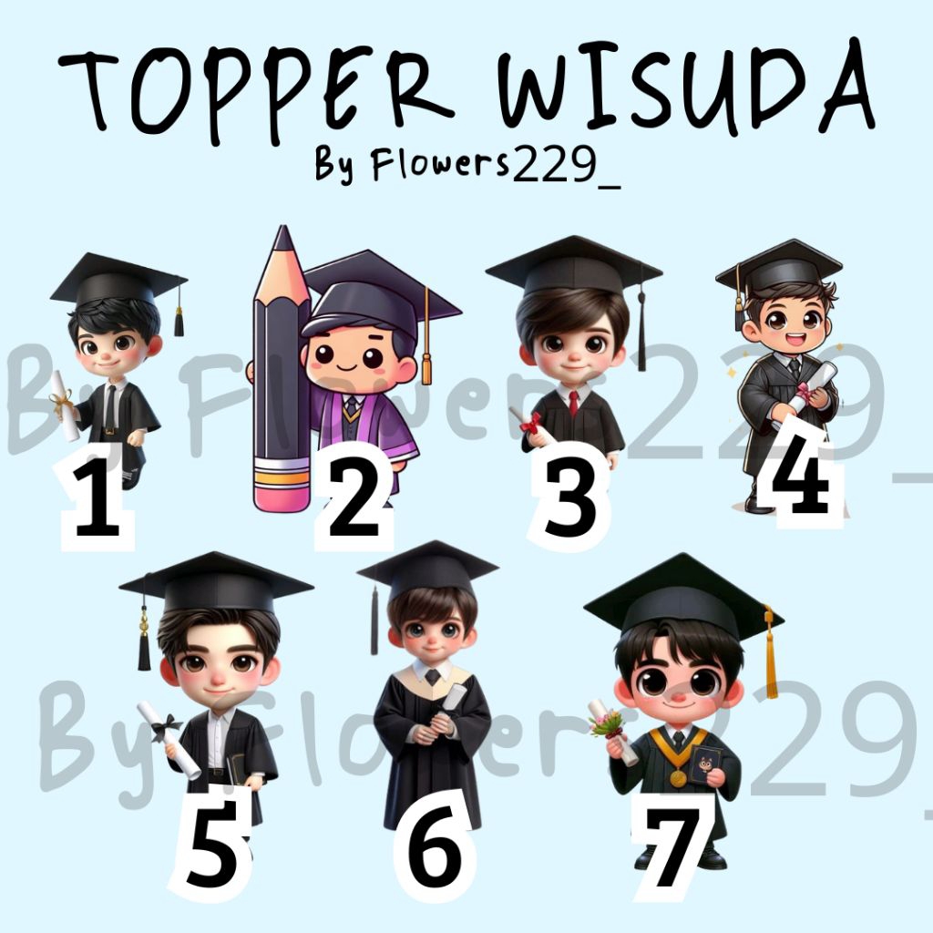 Topper / Hiasan Wisuda Laki-Laki Kartun