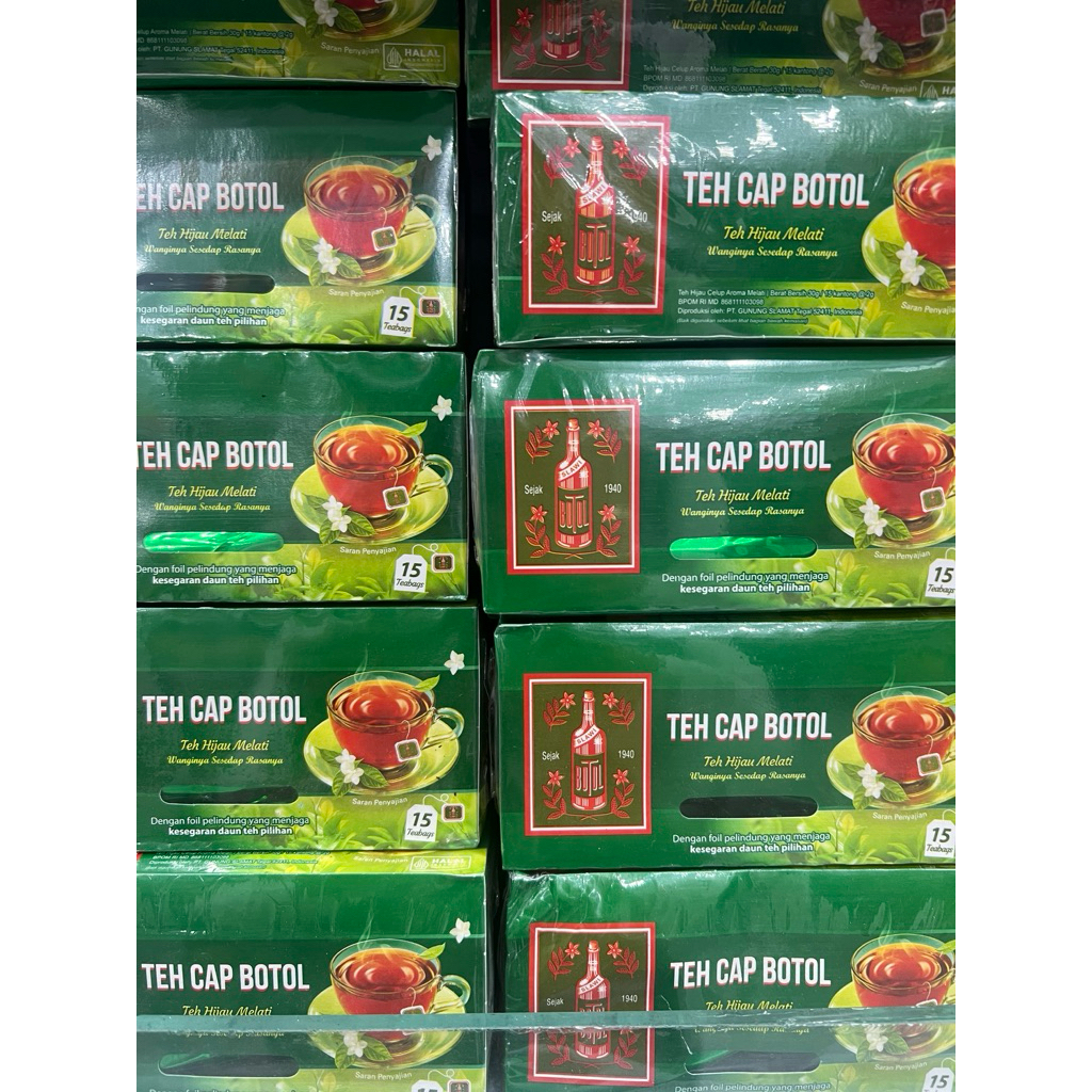 

Teh cap botol hijau melati isi 15pcs