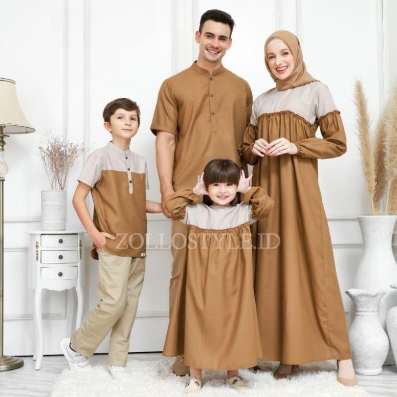KODE N45H Baju Couple Keluarga Muslim Gamis Couple Series Raya Koko Anak Gamis Anak Couple Keluarga 