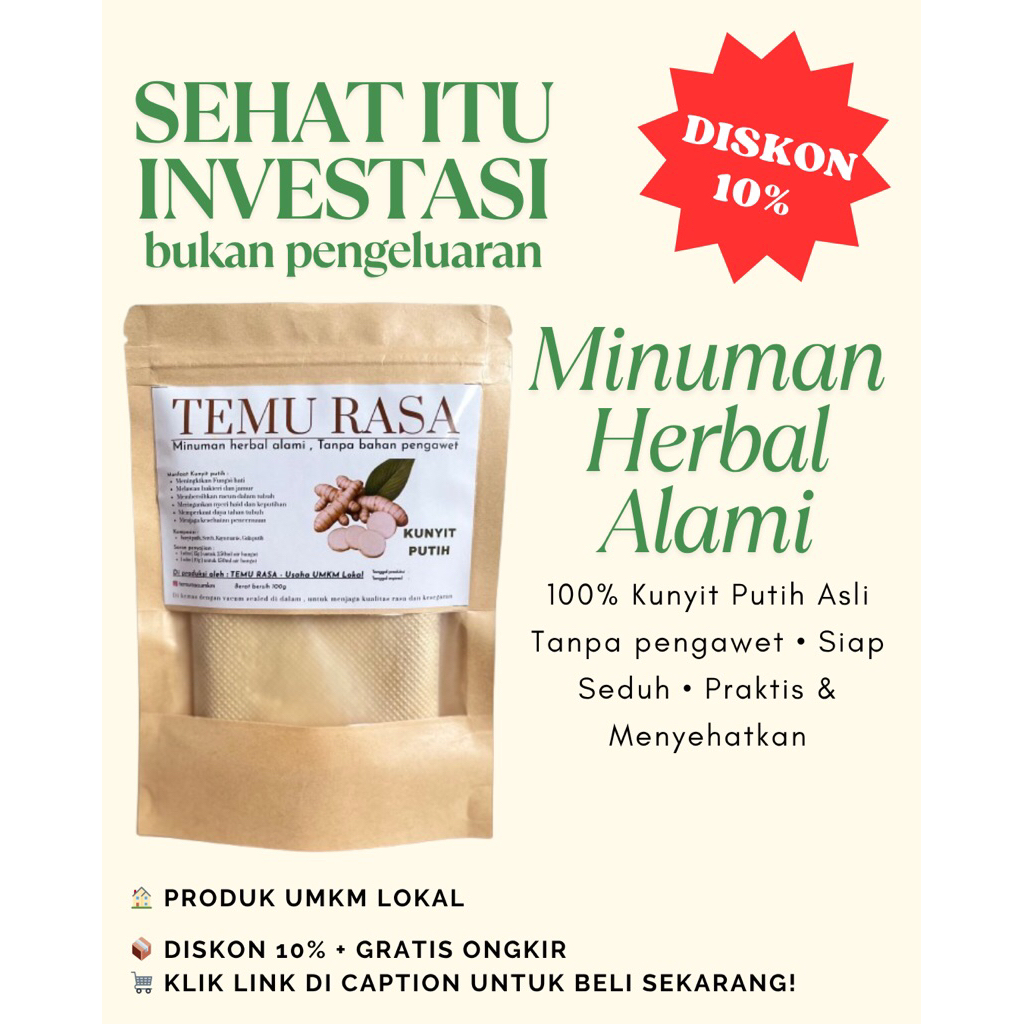 

Kunyit putih Siap Seduh 100g – Herbal Rumahan | TEMU RASA