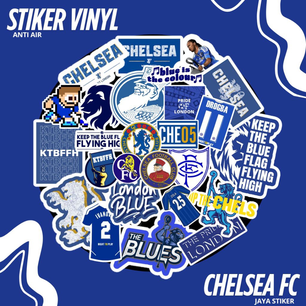 

STIKER CLUB BOLA CHEALSEA ANTI AIR [ 100 PCS] STIKER TUMBLR HELEM KACA PREMIUM 5X5 CM