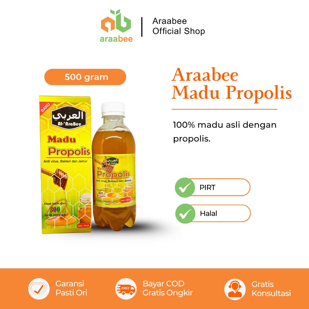 

Araabee Madu Murni Plus Propolis 500gr Asli Original