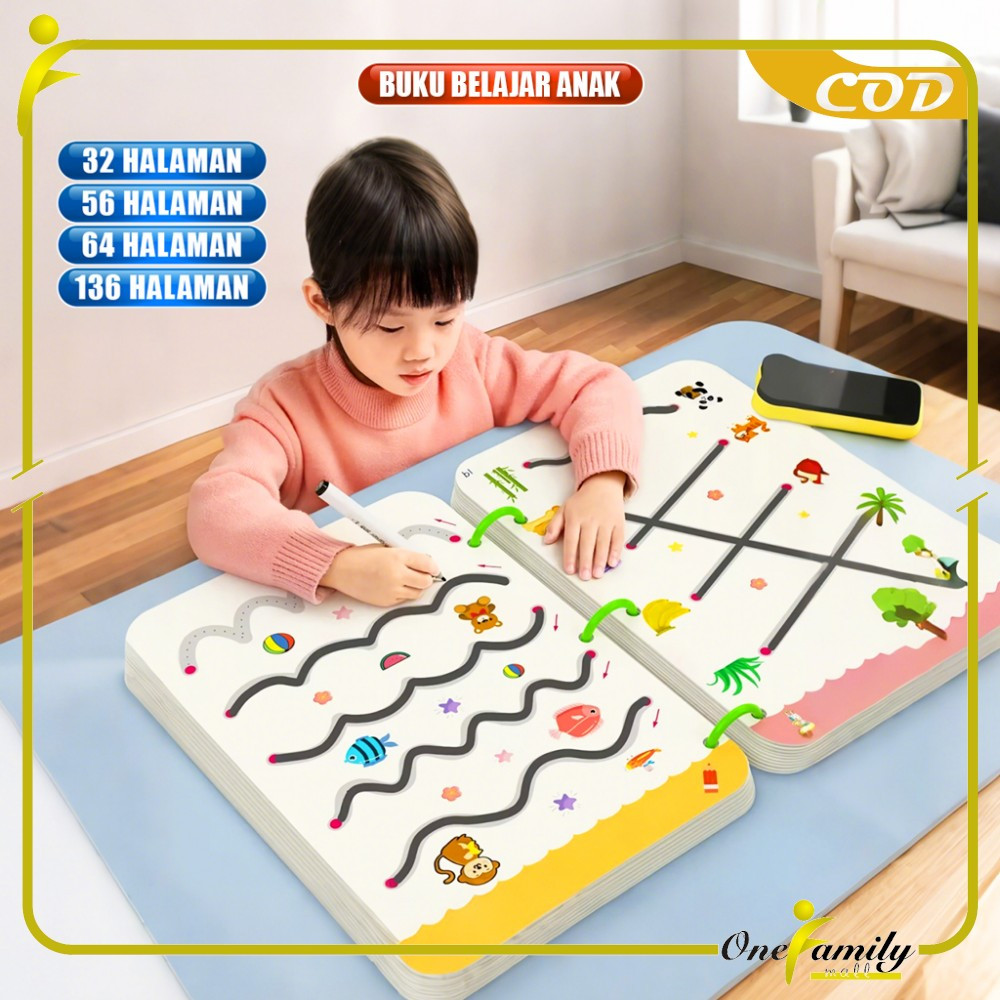 

ONE-M386 Mainan Edukasi Menggambar Latihan Menulis Titik Dapat Dihapus Buku Set Magical Tracing Workbook / Buku Kerja Penelusuran Ajaib Anak Serbaguna