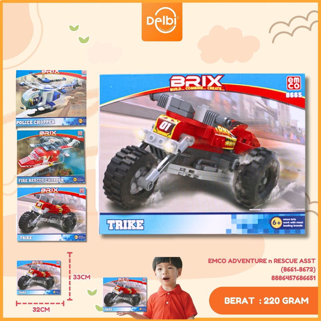 EMCO BRIX ADVENTURE MOBIL PESAWAT KERETA BUS TRUCK EMCO ADVENTURE n RESCUE ASST (8661-8672)