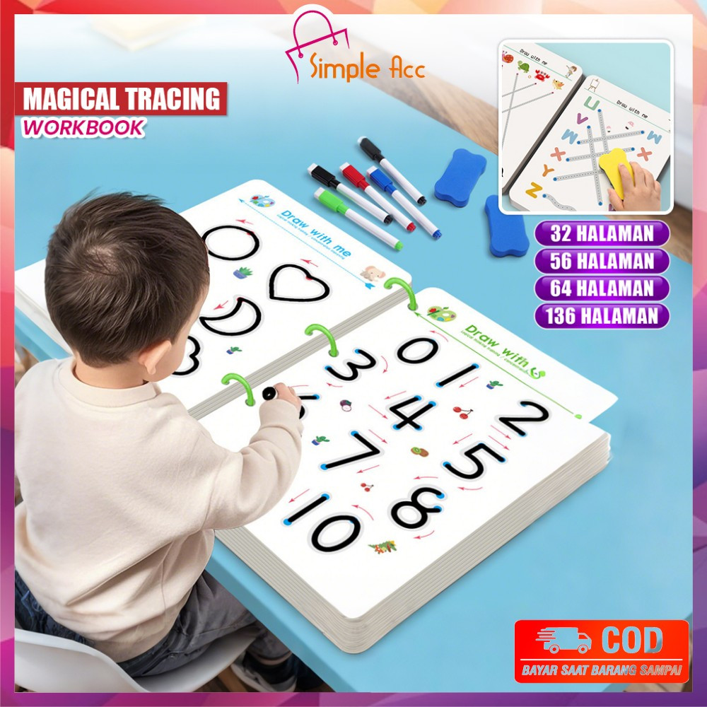 

DO-M386 Mainan Edukasi Menggambar Latihan Menulis Titik Dapat Dihapus Buku Set Magical Tracing Workbook / Buku Kerja Penelusuran Ajaib Anak Serbaguna