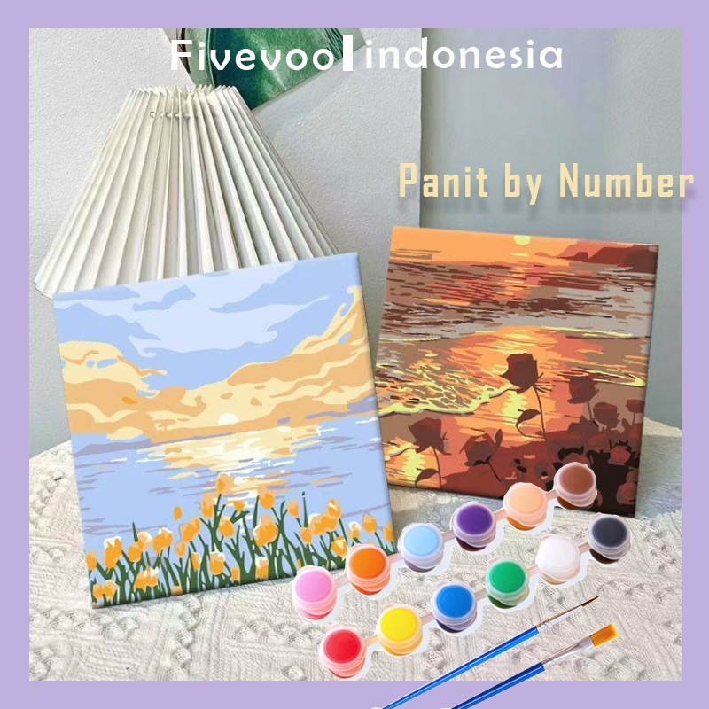 

FIVEVOO 20x20cm Canvas Paint By Number Kit DIY / Complete Painting Kit / Paket Lukis Digital Kanvas 20x20cm