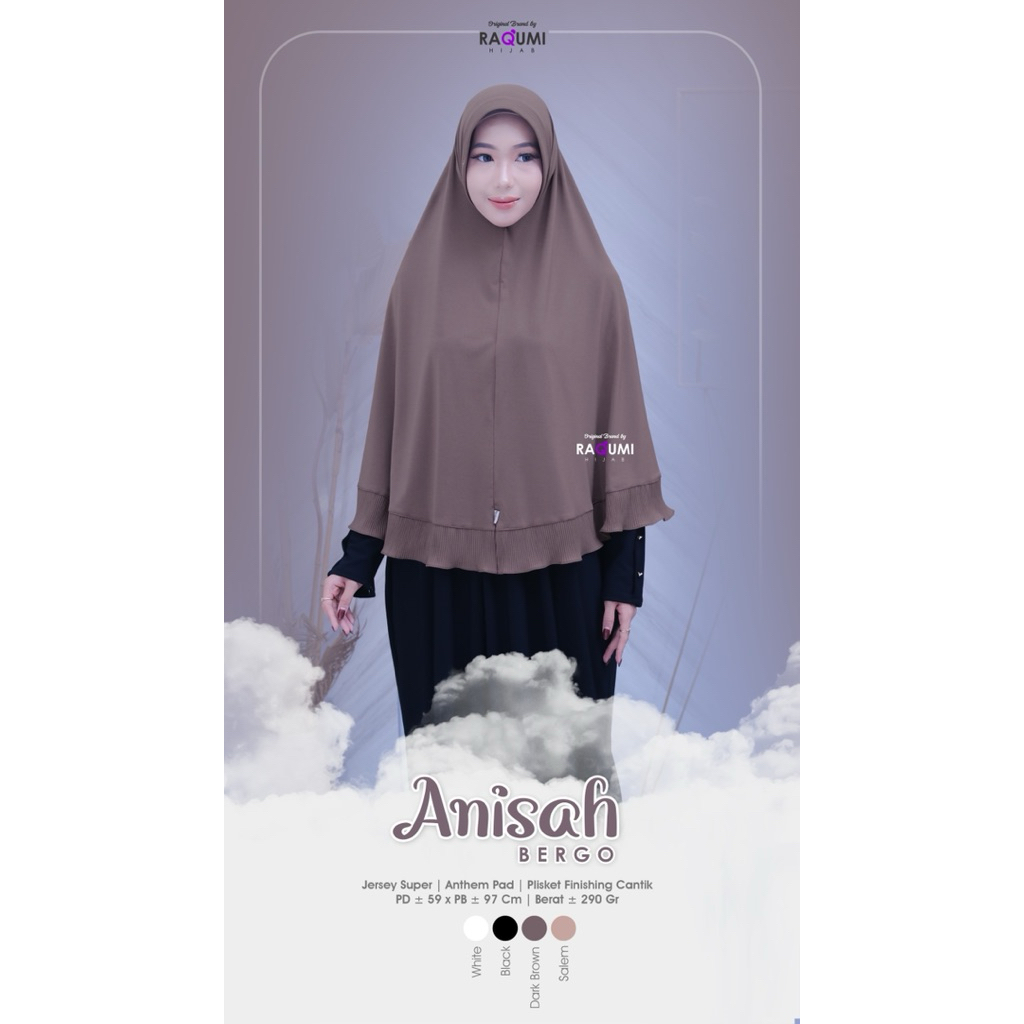ANISAH BERGO WHITE SERIES BRAND ORI BY RAQUMI // HIJAB JUMBO POLOS // PREMIUM BERGO BY RAQUMI HIJAB