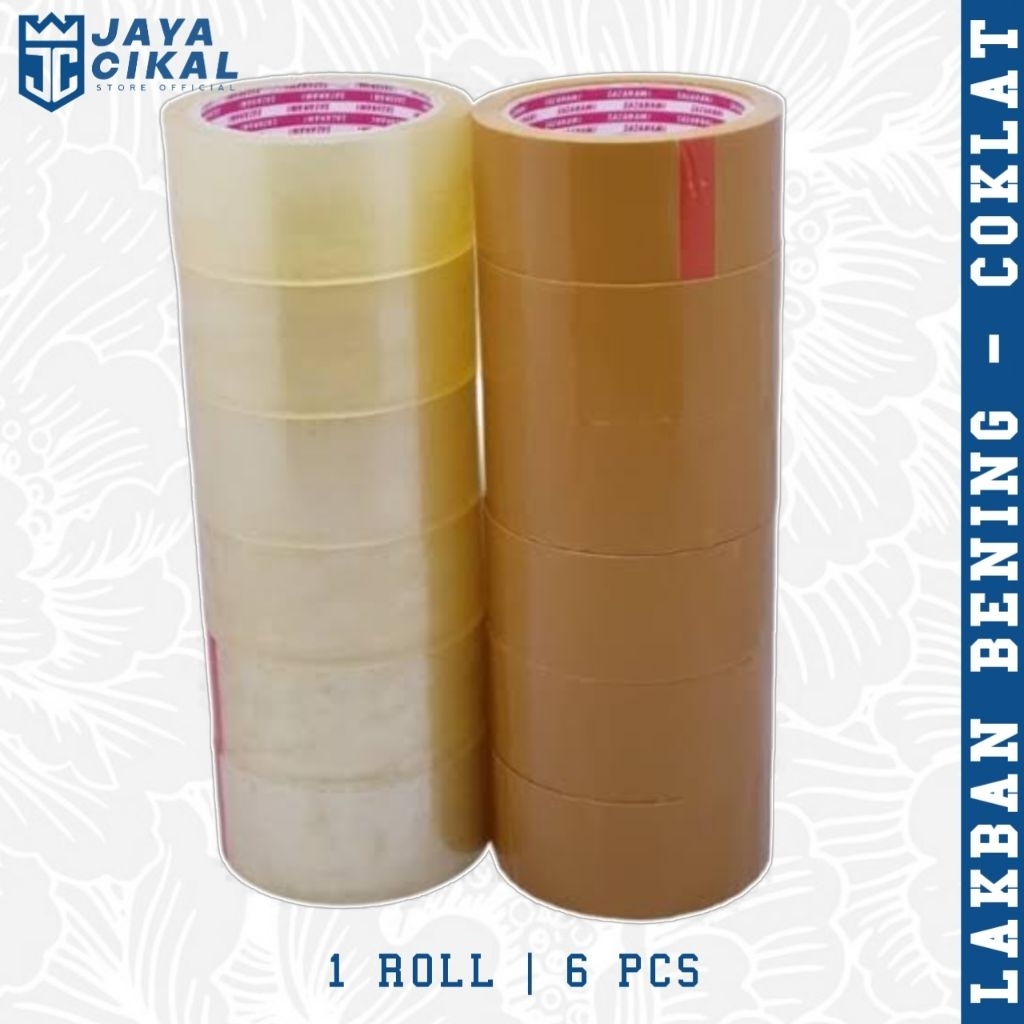 

(6 Pcs) Lakban bening coklat tebal 1 Roll -Lakban packing tebal murah - 100 yard - Solatip solasi