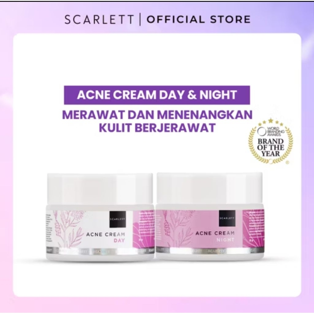 SCARLETT ACNE NIGHT CREAM & DAY CREAM ORIGINAL BPOM