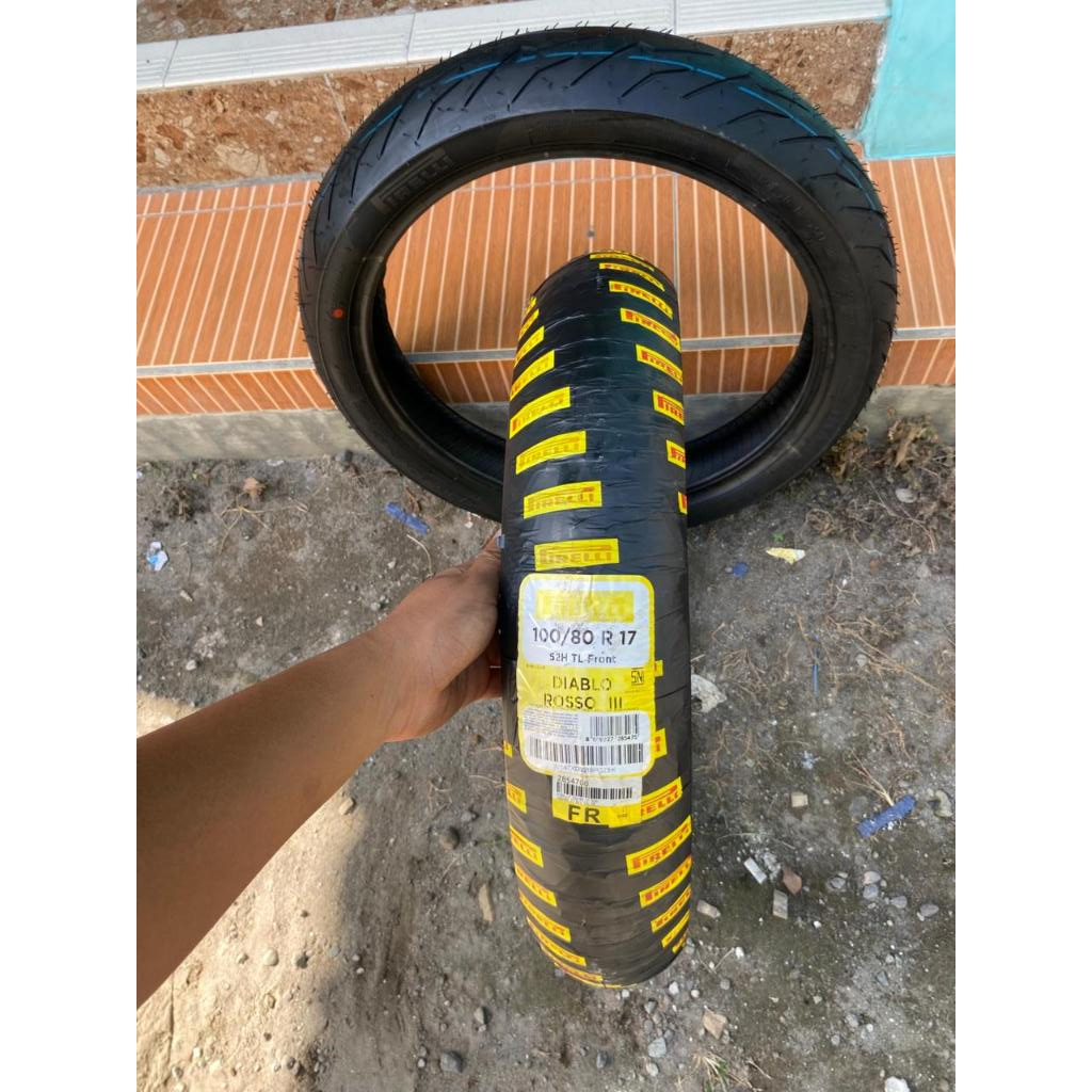 Ban Pirelli Diablo Rosso 3 Ukur 100/80 ring 17 tubeless Ban Motor Firelli Tubles