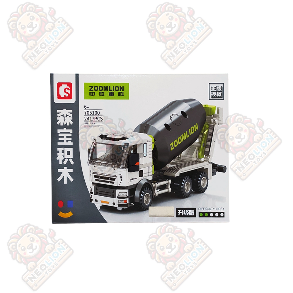 Mainan Anak Edukasi Bricks Block Sembo Zoomlion Concrete Mixer Truck Molen 705100