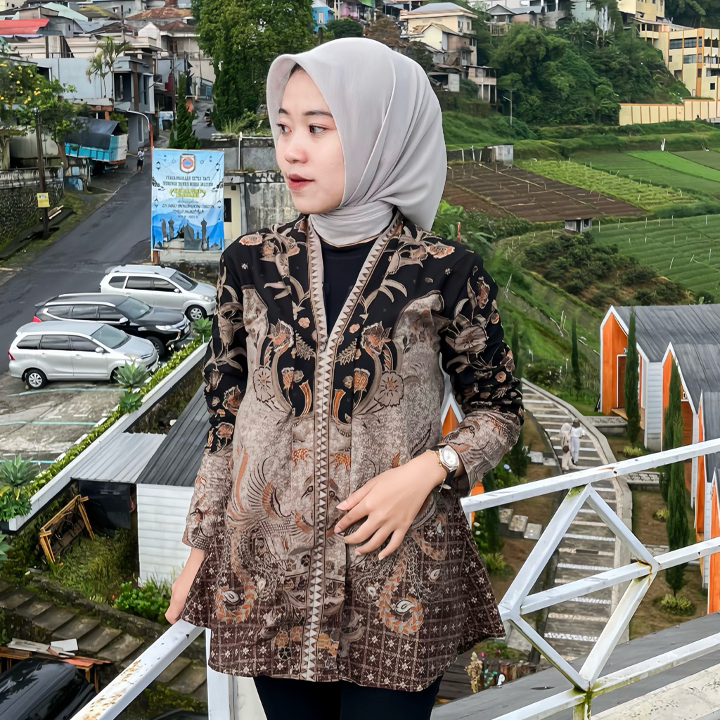 BATIK WANITA MODERN MOTIF SEKAR AGUNG atasan wanita bahan katun premium