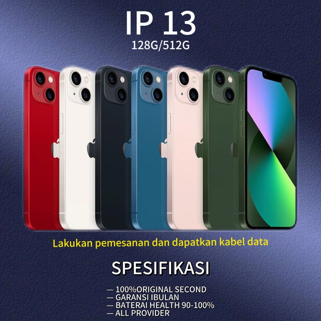 iphone 13 128GB/256G/512G second-FULLSET BOX original-mulus like new-fungsi normal 100%&Garansi toko