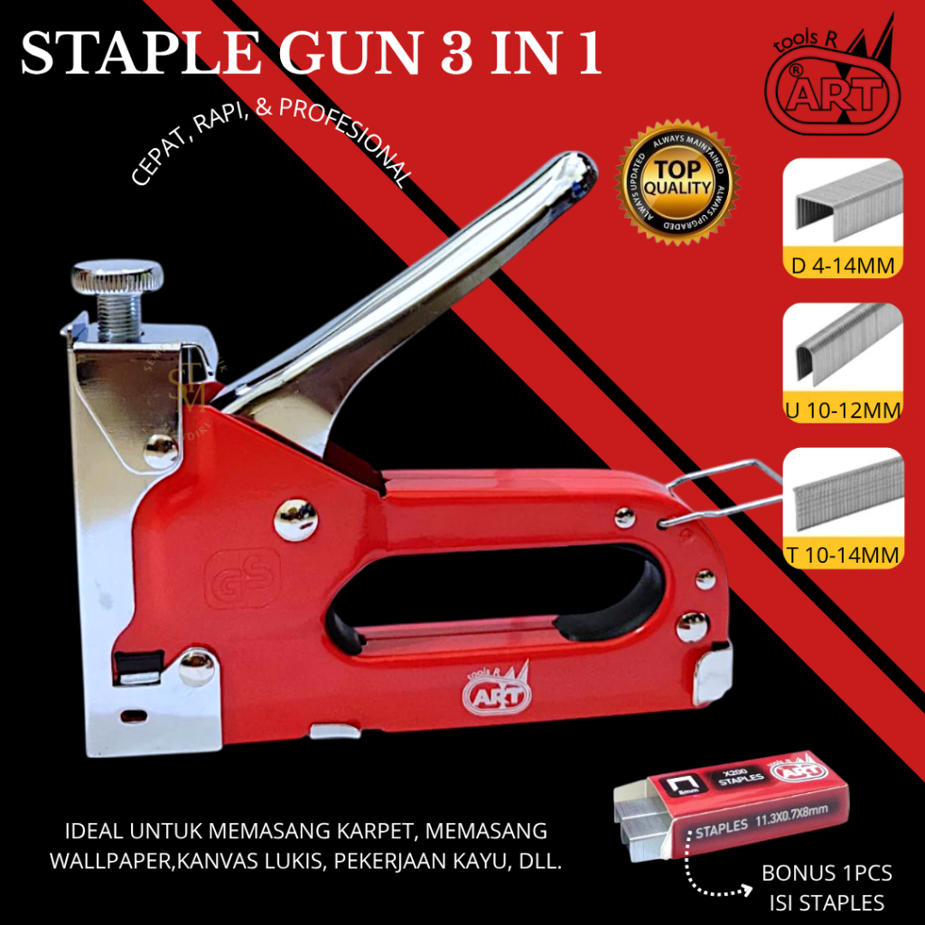 

Staple Gun Tembak 3IN1 ART - Stapler Tembak Kayu Jok Motor Karpet Wallpaper