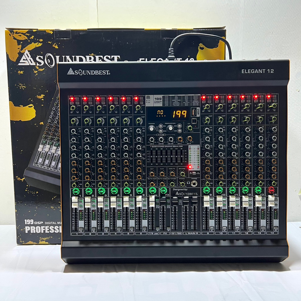 Mixer Soundbest Elegant 12 Original 12 Channel + Stereo L R With Compressor